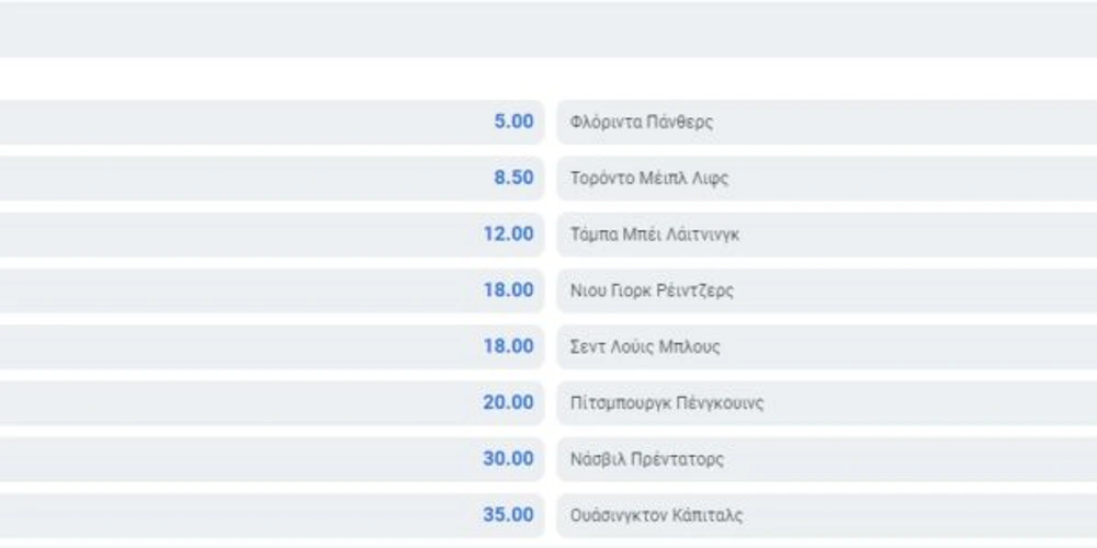 αποδόσεις χόκεϊ